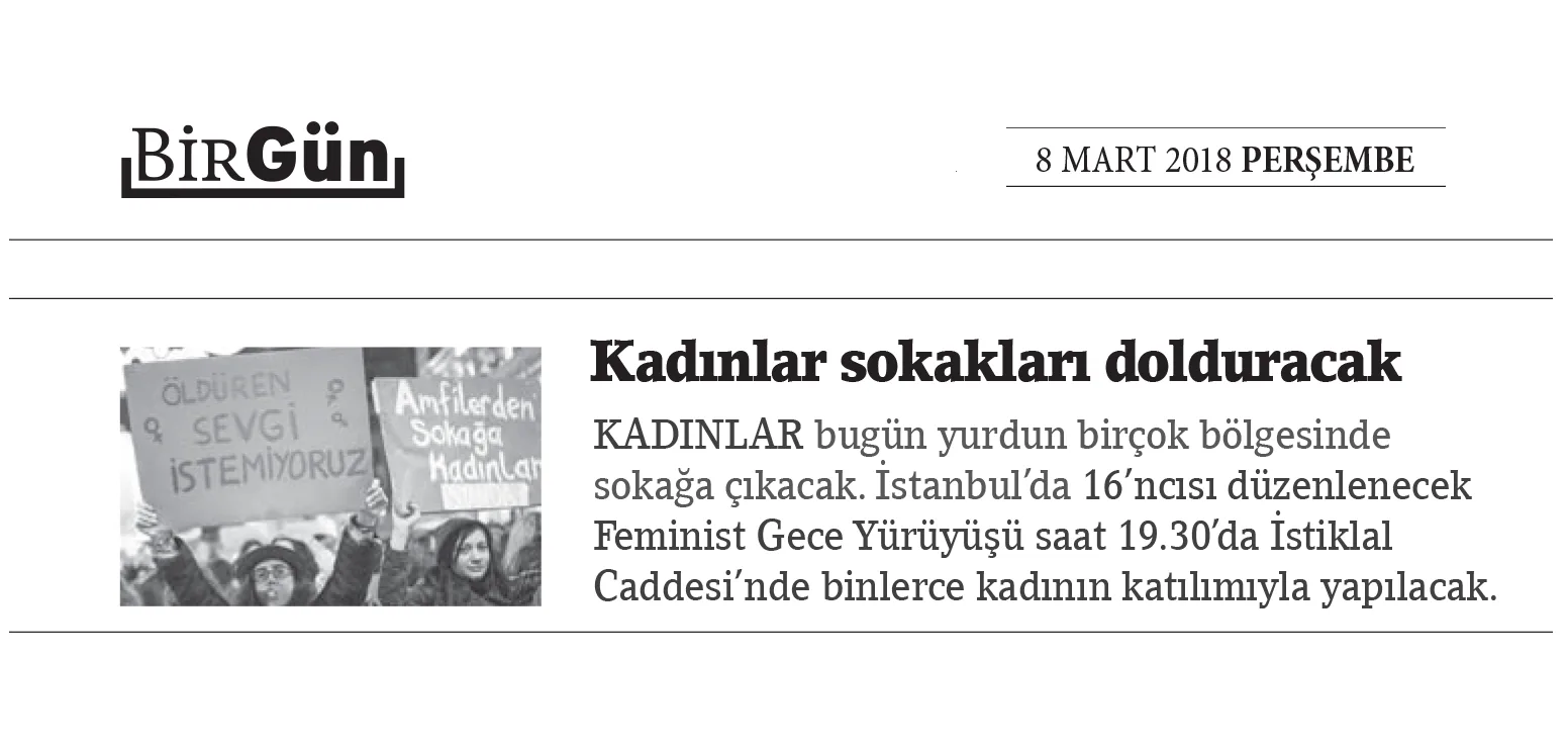 2018 Birgun Kadinlar Sokaklari Dolduracak