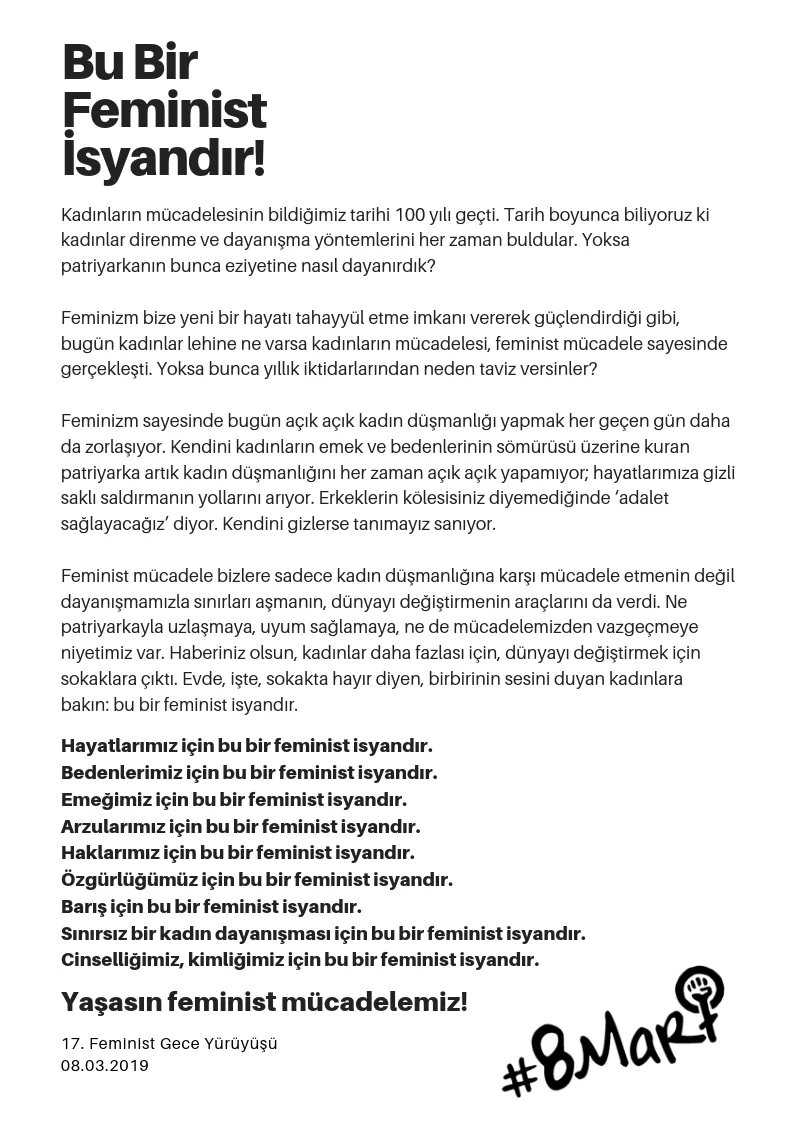 2019 Feminist Gece Yuruyusu Basin Metni Gorsel