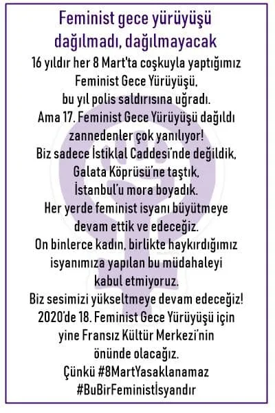 2019 Feminist Gece Yuruyusu Yasaklanamaz Metni Gorsel